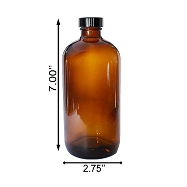 Amber Bottle 16oz Boston Round Amber Glass Bottle