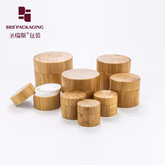 Bambou 15 ml 30 ml 50 ml Emballage Crème Sérum Lotion PET Airless Cosmétique Ambre Pompe en verre Intérieur en plastique Compte-gouttes rouleau sur rouleau Huile Essentielle Parfum Vaporisateur