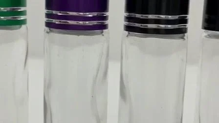Rouleau transparent de 10 ml sur bouteille en verre, logo une couleur sur bouchon en aluminium
